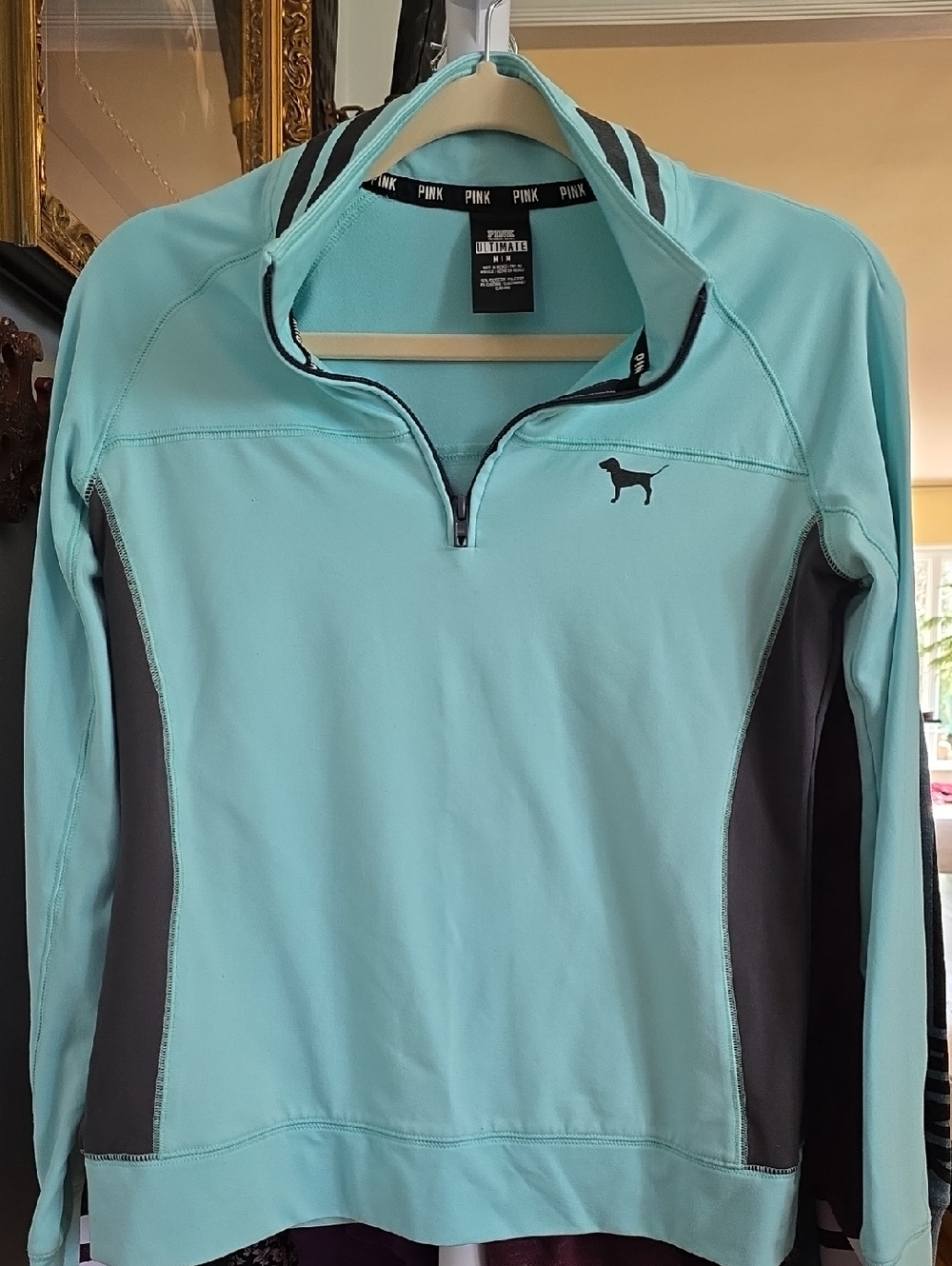 Victoria's Secret PINK Light Teal Pullover with Black Trim